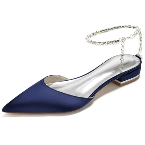 KUHAOFEU Ballerinas Mit Flansch Zurück Frauen Spitze Spitze Strass Kette Riemen Knöchel Braut Brautschuhe Modische Elegante Sandalen,Marine,43 EU KUHAOFEU Ballerinas Mit Flansch Zurück Frauen Spitze Spitze Strass Kette Riemen Knöchel Braut Brautschuhe Modische Elegante Sandalen,Marine,43 EU von KUHAOFEU