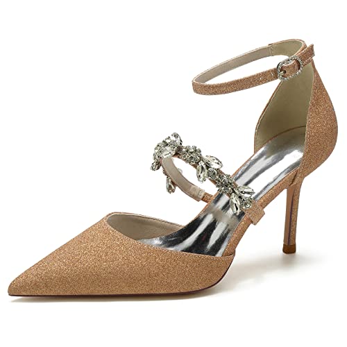KUHAOFEU Brautschuhe Damen Knöchelriemen Glitter Pumps Stöckelabsatz Spitze Zehen Strass Hochzeitsschuhe,Champagne,40 EU KUHAOFEU Brautschuhe Damen Knöchelriemen Glitter Pumps Stöckelabsatz Spitze Zehen Strass Hochzeitsschuhe,Champagne,40 EU von KUHAOFEU