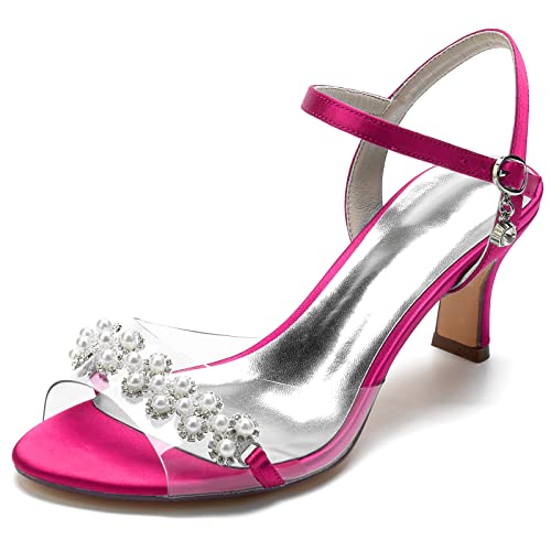 KUHAOFEU Brautschuhe Damen Offener Zeh Perle Kätzchen Absatz Hochzeit Abend Partei Schuhe Mit Knöchelriemen,Fuchsia,37 EU KUHAOFEU Brautschuhe Damen Offener Zeh Perle Kätzchen Absatz Hochzeit Abend Partei Schuhe Mit Knöchelriemen,Fuchsia,37 EU von KUHAOFEU