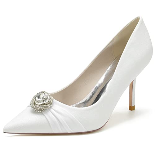 KUHAOFEU Damen High Heels Sexy Stiletto Absatz Braut Pumps Geschlossene Zehe Party Abschlussball Hochzeitschuhe,Weiß,40 EU KUHAOFEU Damen High Heels Sexy Stiletto Absatz Braut Pumps Geschlossene Zehe Party Abschlussball Hochzeitschuhe,Weiß,40 EU von KUHAOFEU
