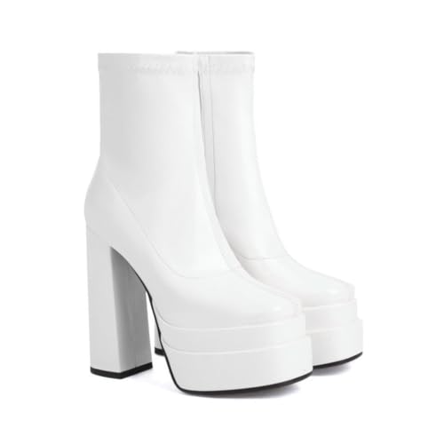 KUHAOFEU Damen Plateau Chelsea Stiefel Mit Seitlichem Reißverschluss Blockabsatz Warm Gefüttert Stiefeletten,Weiß,38 EU KUHAOFEU Damen Plateau Chelsea Stiefel Mit Seitlichem Reißverschluss Blockabsatz Warm Gefüttert Stiefeletten,Weiß,38 EU von KUHAOFEU