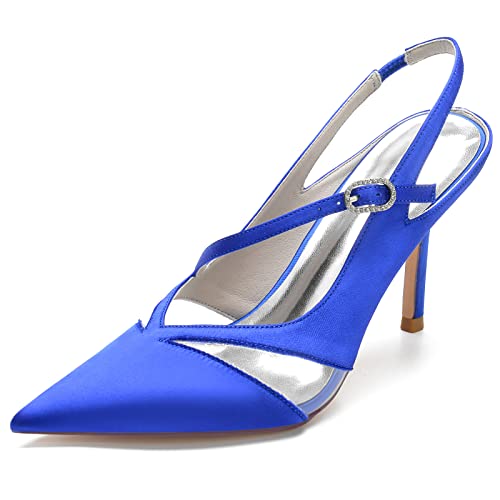 KUHAOFEU Damen-Sandalen mit Absatz, Knöchelriemen hohe Absätze, geschlossene Zehe Slingback Party Büro Kleid Schuhe,Blau,37 EU KUHAOFEU Damen-Sandalen mit Absatz, Knöchelriemen hohe Absätze, geschlossene Zehe Slingback Party Büro Kleid Schuhe,Blau,37 EU von KUHAOFEU