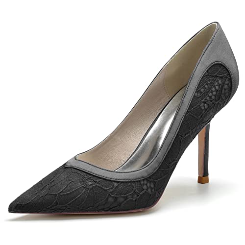 KUHAOFEU Damen Spitz Geschlossene Zehen High Heels Mit Pfennigabsatz Für Hochzeit Party Abschlussball Elegant Slip-On Mit Absatz Brautschuhe,Schwarz,39 EU KUHAOFEU Damen Spitz Geschlossene Zehen High Heels Mit Pfennigabsatz Für Hochzeit Party Abschlussball Elegant Slip-On Mit Absatz Brautschuhe,Schwarz,39 EU von KUHAOFEU