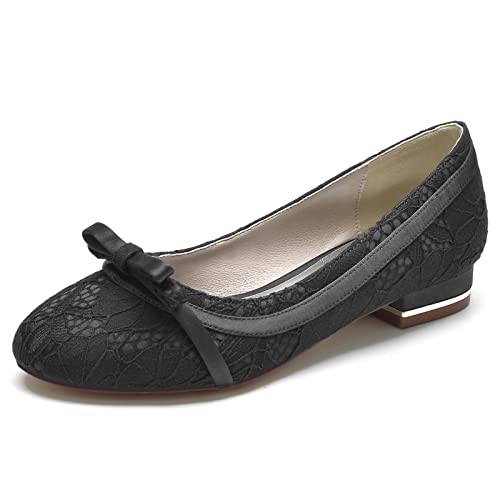 KUHAOFEU Damen Strümpfe Absatz Ballerinas Runde Zehen Weiße Bogen Hochzeit Flache Schuhe,Schwarz,43 EU KUHAOFEU Damen Strümpfe Absatz Ballerinas Runde Zehen Weiße Bogen Hochzeit Flache Schuhe,Schwarz,43 EU von KUHAOFEU