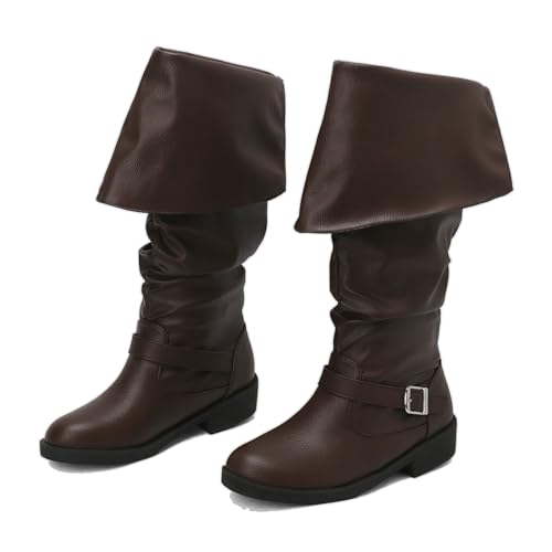 KUHAOFEU Frauen Hohe Knie Reitstiefel Schießen Auf Herbst Winter Stiefel,Braun,39 EU von KUHAOFEU