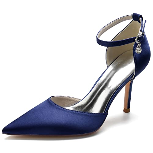 KUHAOFEU High Heel Pumps Knöchel Riemchen Spitze Zehen Satin Partei Abendschuhe Hochzeits Brautschuhe,Marine,41 EU KUHAOFEU High Heel Pumps Knöchel Riemchen Spitze Zehen Satin Partei Abendschuhe Hochzeits Brautschuhe,Marine,41 EU von KUHAOFEU