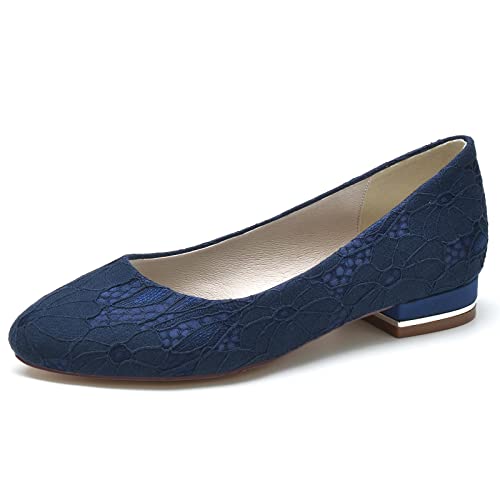 KUHAOFEU Weiße Spitze Brautschuhe Frauen Geschlossene Zehen Strümpfe Absatz Gleiten auf Ballerinas Schuhe,Marine,41 EU KUHAOFEU Weiße Spitze Brautschuhe Frauen Geschlossene Zehen Strümpfe Absatz Gleiten auf Ballerinas Schuhe,Marine,41 EU von KUHAOFEU