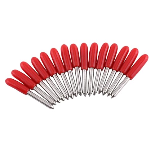 15-teiliges Plottermesser, 45-Grad-Schneidmesser für Cutter mit Roter Kappe, Cutter-Plotter-Teile, Hohe Härte, Standard-Schneidmesser aus Hartmetall, Hohe Präzision 15-teiliges Plottermesser, 45-Grad-Schneidmesser für Cutter mit Roter Kappe, Cutter-Plotter-Teile, Hohe Härte, Standard-Schneidmesser aus Hartmetall, Hohe Präzision von KUIDAMOS