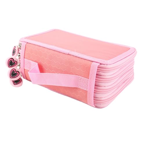 KUIDAMOS Federmäppchen, 72 Fächer Multifunktions Stift Etui Große Kapazität 4 Fächer Oxford Stoff Stift Organizer Schreibwaren Aufbewahrung Stift Box Marker Stift Etui für Student Teen Kid (Rosa) von KUIDAMOS