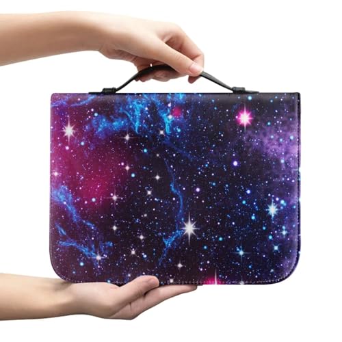 KUIFORTI Bibelhülle mit Sternennacht, für Damen und Mädchen, Violett, Galaxie, Bibelschutz, Kinder-Bibelbuchhülle, Tragetasche, personalisierbare Tasche für das Studium von KUIFORTI