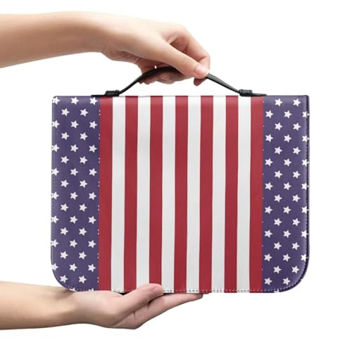 KUIFORTI Bibelhülle mit USA-Flagge, Schutz für Damen, amerikanische Sterne und Streifen, Bibelbuchhülle, große Tasche mit Griff von KUIFORTI