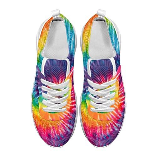 KUIFORTI Damen Walkingschuhe 3D-Regenbogen-Tie-Dye-Druck, Tennis-Sportschuhe, modische Turnschuhe für Mädchen, süße Laufschuhe, Größe 38 EU KUIFORTI Damen Walkingschuhe 3D-Regenbogen-Tie-Dye-Druck, Tennis-Sportschuhe, modische Turnschuhe für Mädchen, süße Laufschuhe, Größe 38 EU von KUIFORTI