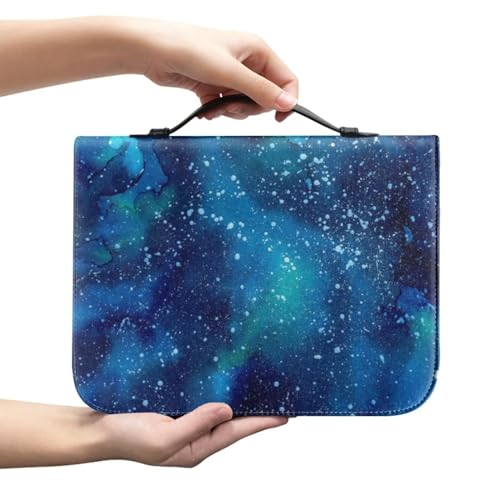 KUIFORTI Galaxy Night Bibelbuchhülle für Frauen und Mädchen, blaue Galaxie-Bibelhülle, PU-Leder, Bibelhalter mit Lesezeichen, Reisebibel-Schutzhülle, Größe XL von KUIFORTI