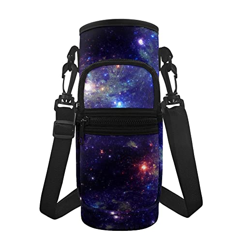 KUIFORTI Galaxy Night Wasserflaschen-Beutel, Sternennacht, Wasserflaschenträger für Kinder und Erwachsene, Neopren, Umhängetasche, Schultertasche, Sport-Wasserflasche, Zubehör mit Handyfach von KUIFORTI