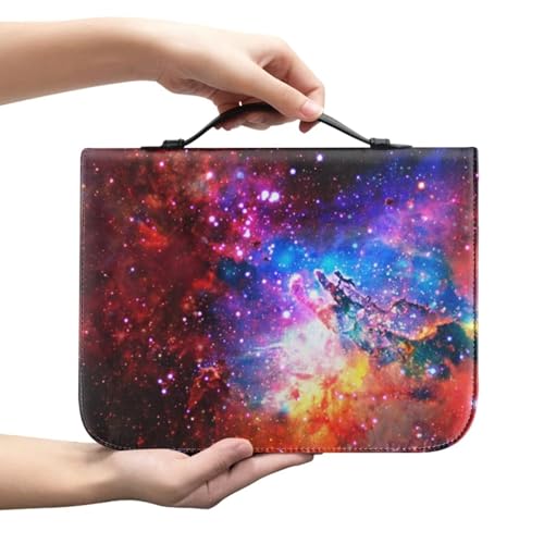 KUIFORTI Galaxy Space Bibelhülle für Kinder und Erwachsene, große Bibelbuchhülle, Sternennacht, Bibeltasche, PU-Leder, Bibeltasche und Tragetasche, tragbare Kirchentasche mit Griff von KUIFORTI