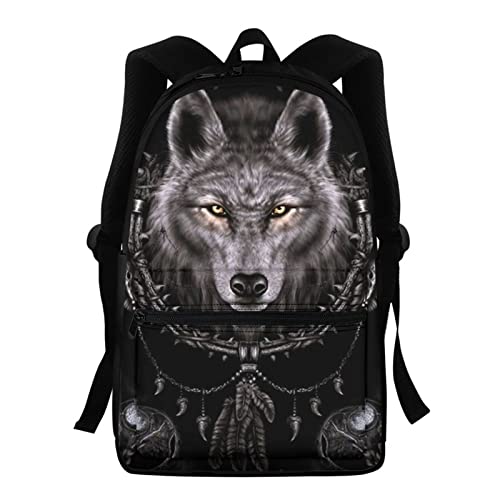 KUIFORTI Kinder Schulrucksack, 3D-Tier-Rucksack für Jungen und Mädchen, leicht, für Reisen und Freizeit, Black Wolf, Einheitsgröße von KUIFORTI