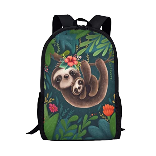 KUIFORTI Kinder Schulrucksack 43,2 cm Büchertaschen Casual Reiserucksack Jungen Mädchen Große Kapazität Tagesrucksack, Niedliche Faultier, One Size von KUIFORTI