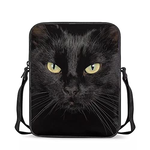 KUIFORTI Kuriertaschen für Kinder und Kinder, Mini-Reise-Geldbörse, Schulter-Handtasche, schwarze katze, Einheitsgröße von KUIFORTI