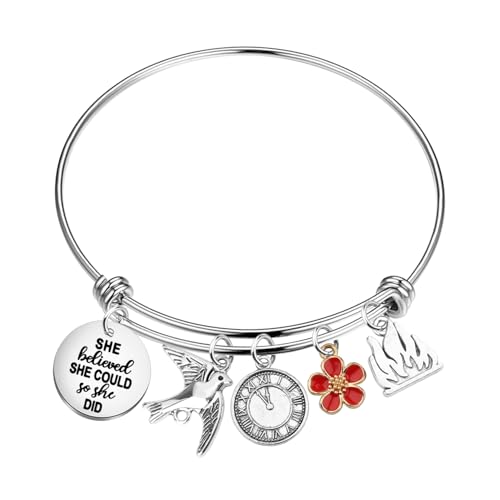 KUIYAI Broadway Armband mit Musikmotiv "She Believed She Could So She Did", Geschenk für Musikliebhaber, Geschenk mit Blume, Kristall, Kein Edelstein von KUIYAI