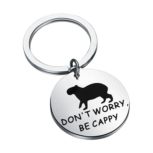 KUIYAI Capybara Capybara-Schlüsselanhänger, Aufschrift "Don't Worry Be Cappy Capybara Lover", Geschenk für Tierliebhaber, Be Cappy UK, 5*1.2 von KUIYAI