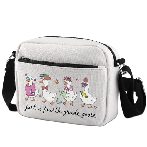 KUIYAI Funny Goose Gift Just A Fourth Grade Goose Teacher Crossbody Bag Teacher Appreciation Gifts (fourthGoose) von KUIYAI