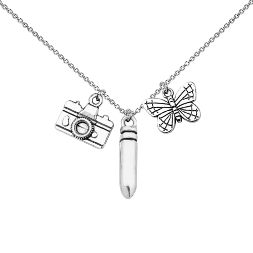 KUIYAI Halskette mit Schmetterlings- und Kamera-Anhänger, Geschenk, Videospiel-Liebhaber, Geschenk für beste Freundin von KUIYAI