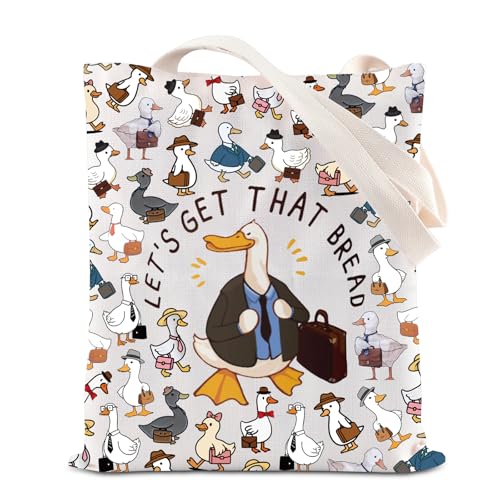 KUIYAI Lustige Enten-Tragetasche, Ente mit Aktentasche, Geschenk, Gans Meme, Silly Goose Coworker Boss Gift Let's Get That Bread Bag, Duckbreadts-us von KUIYAI