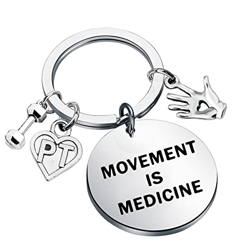 KUIYAI Physiotherapeut Wertschätzung Geschenk Physiotherapie Geschenk PT Abschluss Geschenk Bewegung ist Medizin Schlüsselanhänger Geschenk, Movementk, Small von KUIYAI