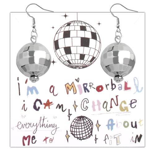 KUIYAI Spiegelkugel-Ohrring, inspiriert von Sängern, Geschenk "I'm A Mirrorball", Musikliebhaber, Geschenk für Sänger, Fan, Geschenk, Kupfer von KUIYAI