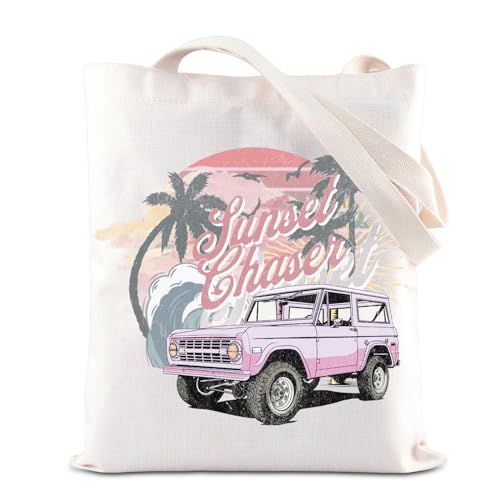 KUIYAI Sunset Chaser Tragetasche, Sommerurlaub, Geschenk, Strandliebhaber, tropisches Geschenk, Wochenendausflug, ästhetisches Sommergeschenk, Sunsetchasertotes von KUIYAI