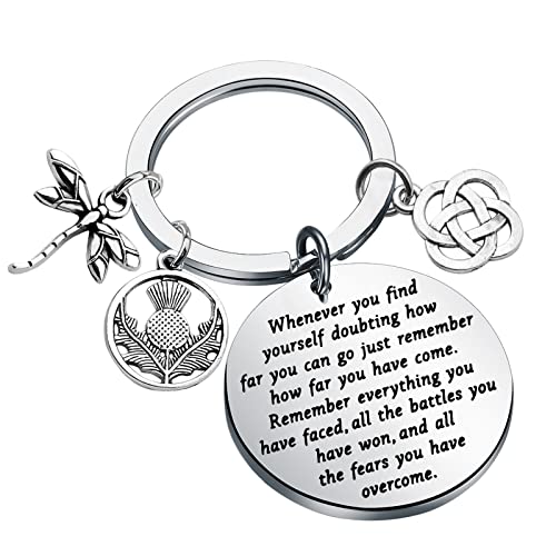 KUIYAI TV-Show-inspirierte Geschenke schottische Distel Libelle Charm Schlüsselanhänger Geschenk für Filmfans (wann immer Outlander EU), Edelstahl von KUIYAI