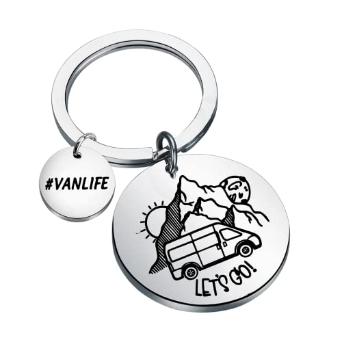 KUIYAI Vanlife Van Besitzer Geschenk Outdoor Geschenke Let's Go Camping Schlüsselanhänger, silber, 3.0 von KUIYAI