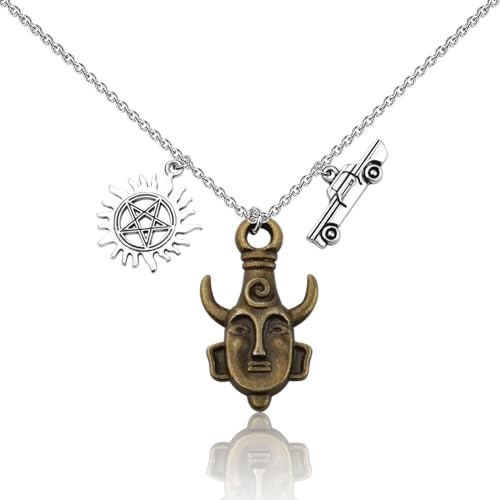KUIYAI Winchester Brothers Geschenk Dean's Amulett und Pentagramm Halskette für Mädchen Frauen Fandom Geschenk, Edelstahl von KUIYAI
