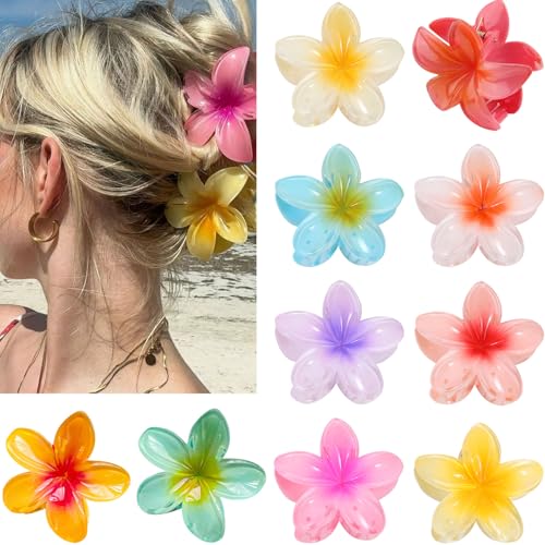 KUJAIS 10 Stück Blumen Haarklammer Groß: Haarspange Blume Damen für Dickes Dünnes Haar - Hawaii Rutschfeste Haarklammern Blume Haarstyling-Zubehör für Frauen Mädchen von KUJAIS