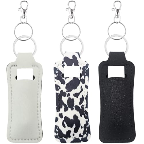 KUKEANVO Lippenpflege-Schlüsselanhänger mit Karabinerhaken – Stylischer Halter für Lipgloss & Lippenstift | Neopren-Hülle für Handtasche, Schlüsselbund & Sport | 3er Set Premium von KUKEANVO