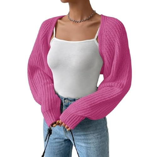 KUKEYIEE Damen Langer Puffärmel Pullover Strickpullover Pullover Crop Top Mode Cover Strick Top(#Style 3,L) von KUKEYIEE