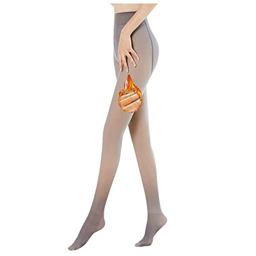 Kukeyiee Thermostrumpfhosen für Damen Fleece Strumpfhose Winter Gefälschte Durchscheinend Plüschstrümpfe Pantyhose blickdicht Wärmende Fleece Leggings(320g für -5~10℃,1pc Grau Durchsichtig) von Kukeyiee