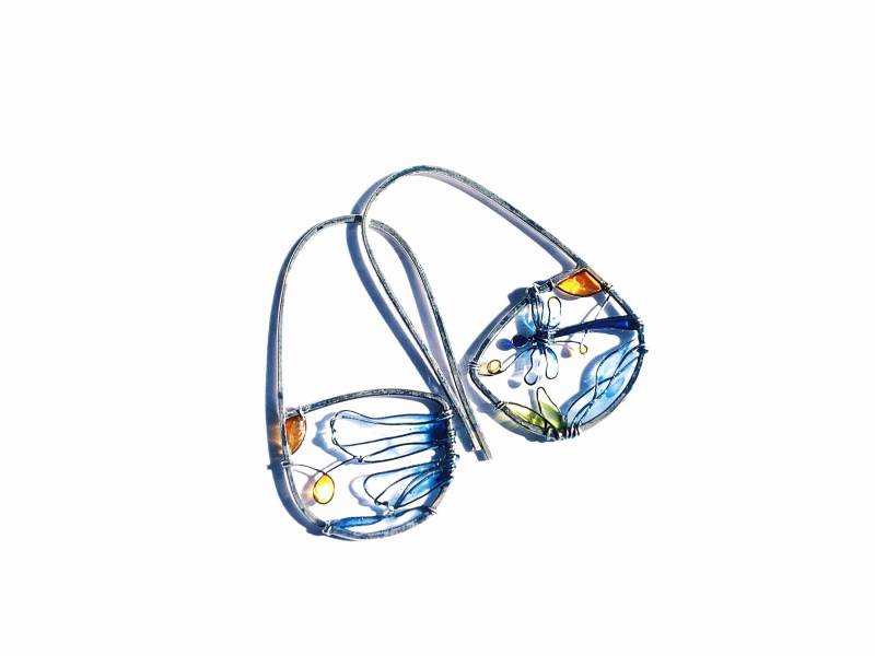 Schöne Libelle Ohrringe. Farbenfroher Libellenschmuck. Ungewöhnliche Ohrringe Aus Oxidiertem Silber von KUKLAstudio