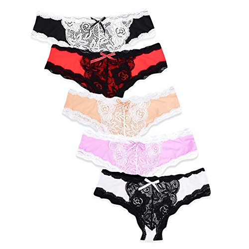 KUKOME Damen lace soft-hipster höschen kurze unterwäsche Mixed Color Sets - 5 Pack Medium von SPFAS