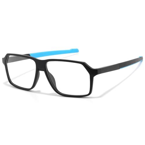 KUKU VISION Blaulichtfilter Brille Damen/Herren Große Rahmen Computerbrille Gaming Blaulichtbrille Blaulichtbrille ohne Sehstärke UV400-Schutz TR90 Rahmen Blue Light Blocking Glasses (Blau) von KUKU VISION