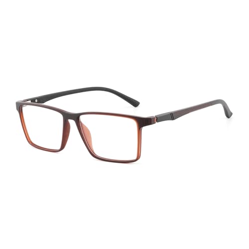 KUKU VISION Blaulichtfilter Brille für Damen & Herren Leichte Anti-Ermüdungsbrille, Blendschutzbrille ohne Rezept, Blue Light Filter Brille Computerspiel brille (Braun, Objektivhöhe: 37mm) von KUKU VISION