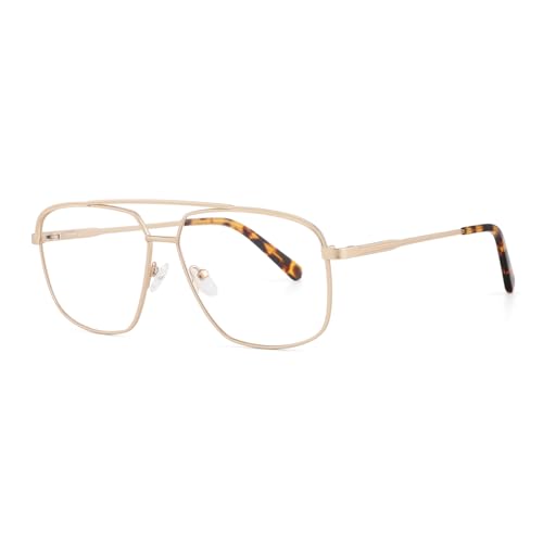 KUKU VISION Blaulichtfilterbrille Herren/Damen - Metall Anti-Ermüdungsbrille, Blendschutzbrille ohne Rezept, Blaulichtfilter brille, Computerspiel TV Mobiltelefon Brille (Golden) von KUKU VISION