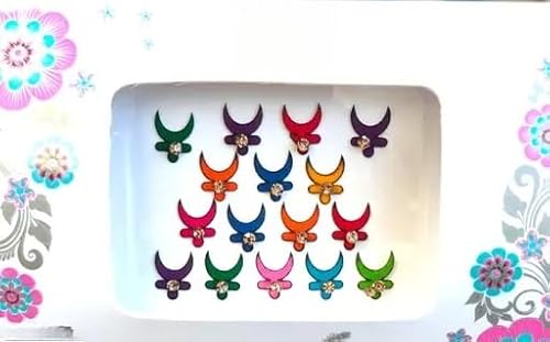 KULIA® 6 Packungen Multi-Bindi-Tattoo-Aufkleber Stirn-Tika Bollywood-Party-Bindi Gesichtsschmuck Braut-Accessoires Damen-Tika mehrfarbiges Gesichtsschmuck ausgefallenes Bindi indisches Mode-Bindi. von KULIA