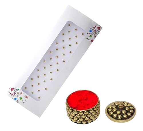 KULIA® Bindi Runde Punkte Goldene Stein Tattoos Aufkleber Nagelkunst Gesichtsedelsteine ​​Bindi Damen Accessoires Bindi Stirnaufkleber Kristallstein Bindi Bollywood Party Bindi Gesichtsjuwelen von KULIA