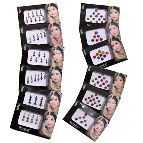 KULIA® Bindi-Stirn-Tikka-Tattoo-Aufkleber 15 Pakete Damen-Bindi Braut-Accessoires Bindi-Aufkleber für den täglichen Gebrauch Kristallstein rundes Bindi Bollywood-Party Bindi in verschiedenen Größen von KULIA
