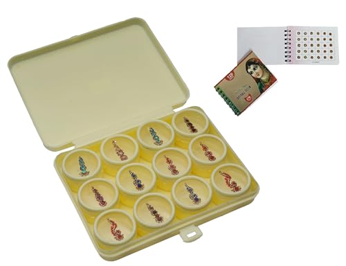 KULIA® Bindi-Tattoo-Aufkleber aus Kristallsteinen lange Punkte Stirn-Tikka rundes Buch-Bindi Damen Braut-Accessoires runde Aufkleber Kristall-Bindi Nagelkunst Bollywood-Party-Bindi Modeschmuck von KULIA