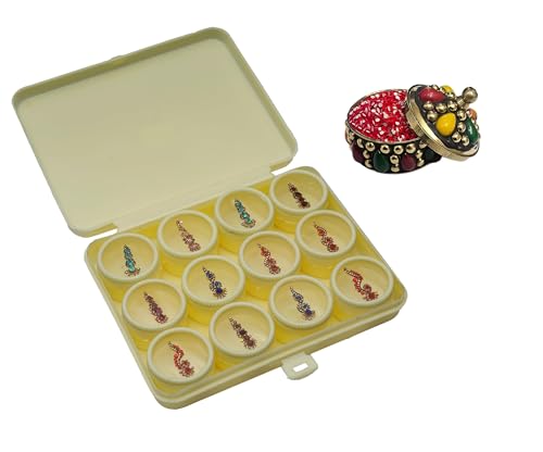 KULIA® Bindi Tattoos Aufkleber Frauen Tikka Mehrfarbige Bindi Indische Aufkleber Stirn Tikka Hochzeits Bindi Kleine Box Ein einzelnes Bindi Runde Punkte Bollywood Party Größe Bindi Gesichtsjuwelen von KULIA