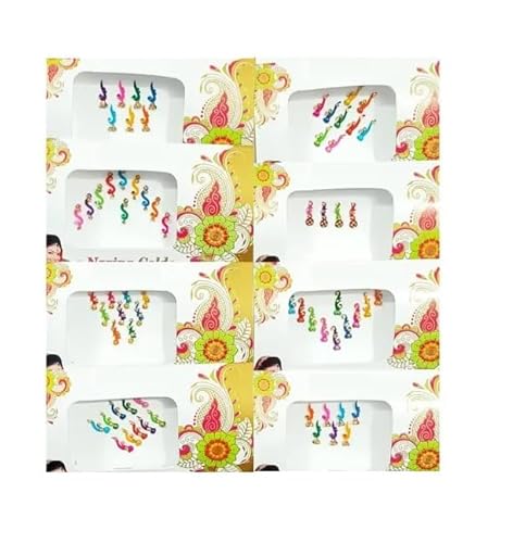 KULIA® Bindi-Tikka-Aufkleber für die Stirn von Frauen 12 Pakete gemischte Größen verschiedene Designs Bindi Braut-Accessoires ethnischer Tikka-Bindi mit Kristallsteinen Bollywood-Party-Aufkleber von KULIA