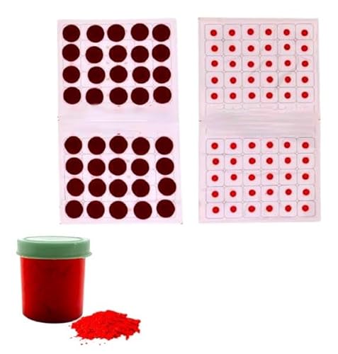 KULIA® Bindi für Frauen rote Punkte 6 Pakete Bindi-Punkte Tattoo-Aufkleber Stirn-Tikka Bollywood ausgefallene Party gemischte Größe Stirn indisches ethnisches rundes Bindi Modeschmuck indisches Bindi von KULIA