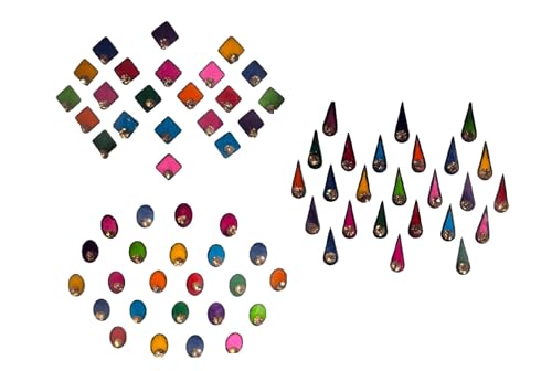 KULIA® Bindi in verschiedenen Formen Tattoo-Aufkleber Tikka für Frauen Gesichtsedelsteine Stirn-Bindi 12 Pakete Bindi-Aufkleber für den täglichen Gebrauch Bollywood-Tikka-Party indischer ovaler-Stein von KULIA